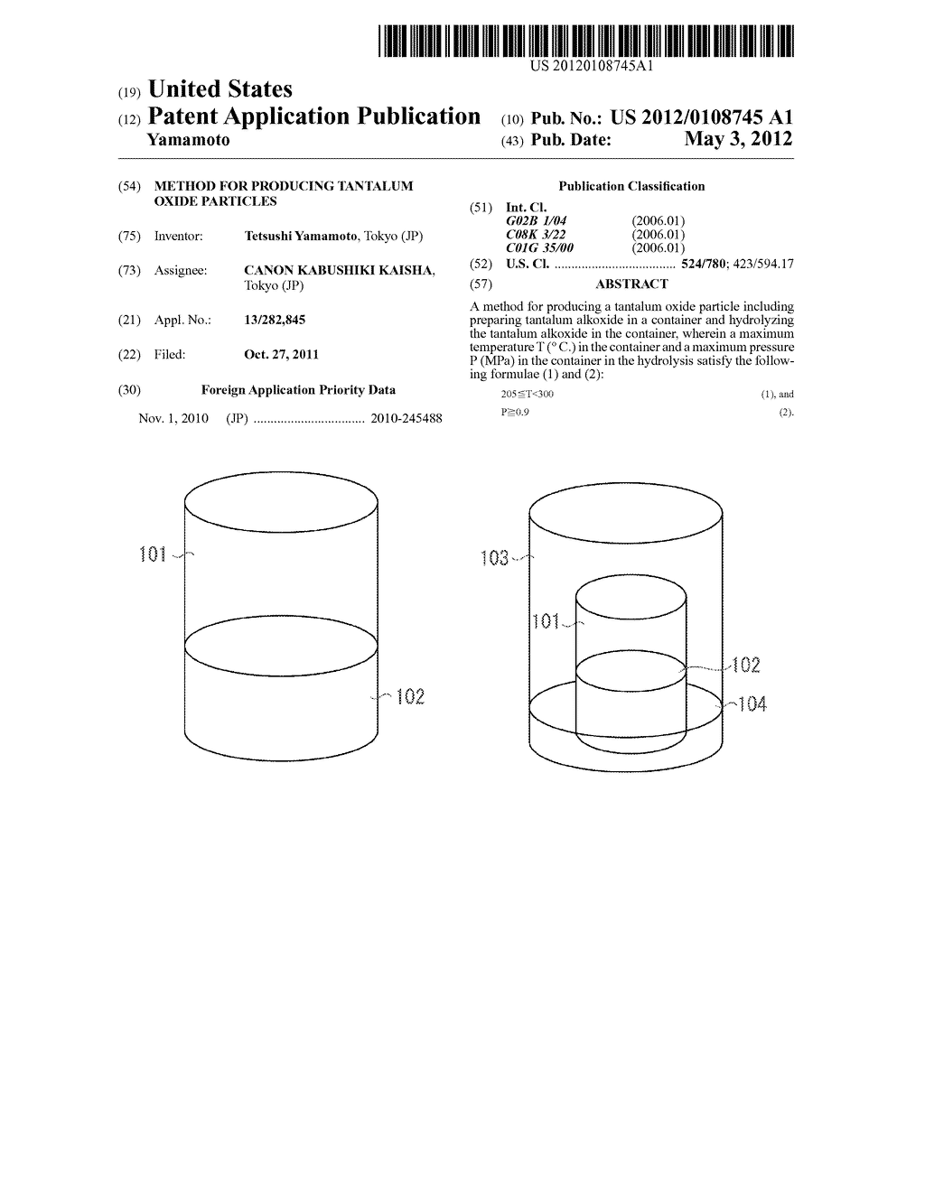 METHOD FOR PRODUCING TANTALUM OXIDE PARTICLES - diagram, schematic, and image 01