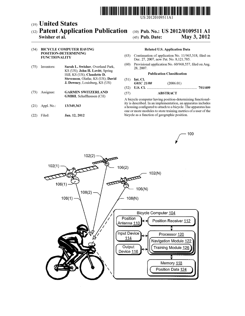 BICYCLE COMPUTER HAVING POSITION-DETERMINING FUNCTIONALITY - diagram, schematic, and image 01