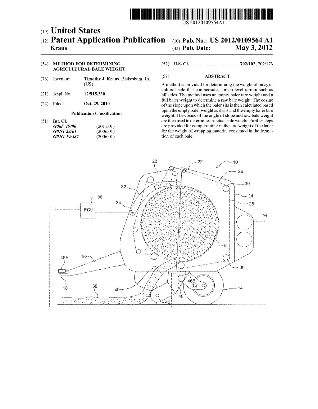 Method For Determining Agricultural Bale Weight - diagram, schematic, and image 01