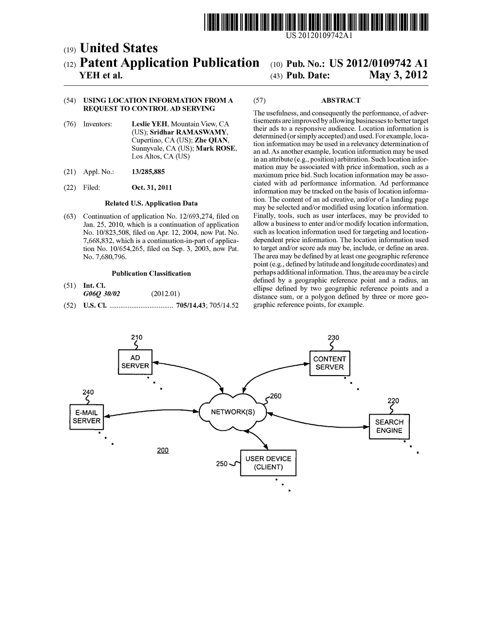 USING LOCATION INFORMATION FROM A REQUEST TO CONTROL AD SERVING - diagram, schematic, and image 01