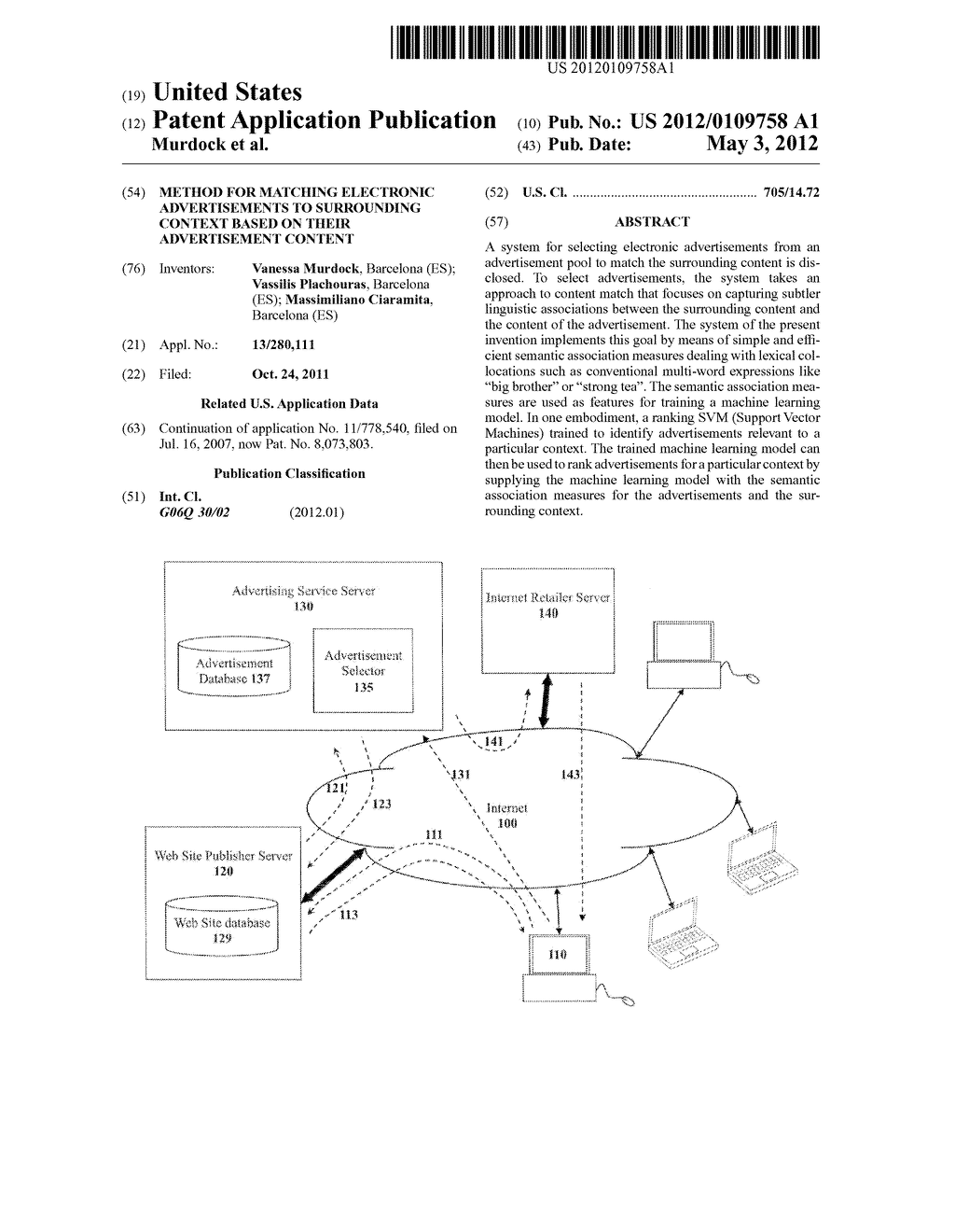 Method For Matching Electronic Advertisements To Surrounding Context Based     On Their Advertisement Content - diagram, schematic, and image 01