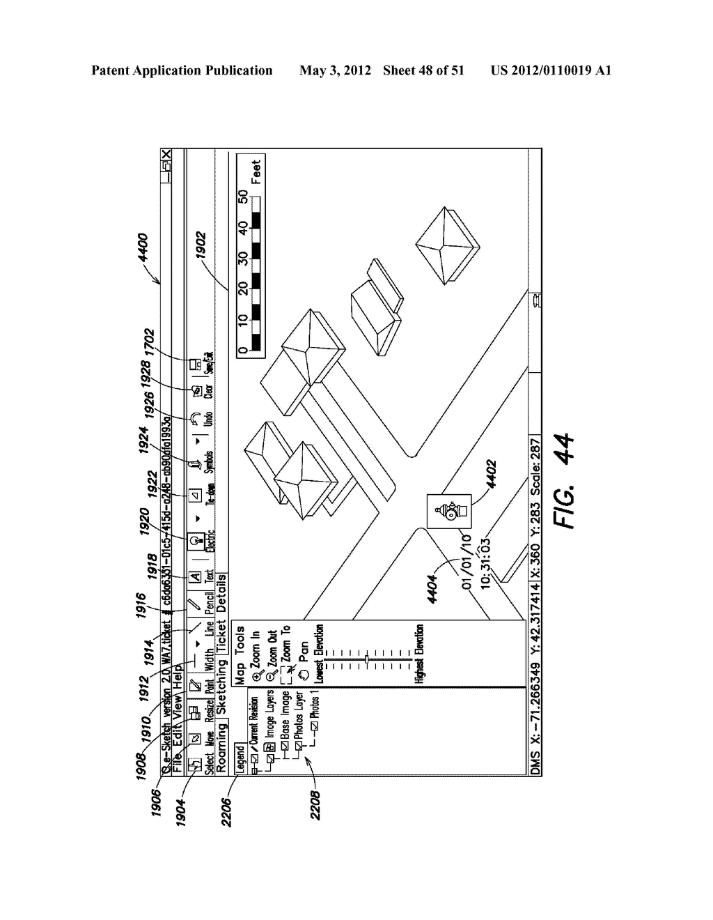 METHODS, APPARATUS AND SYSTEMS FOR GENERATING LIMITED ACCESS FILES FOR     SEARCHABLE ELECTRONIC RECORDS OF UNDERGROUND FACILITY LOCATE AND/OR     MARKING OPERATIONS - diagram, schematic, and image 49