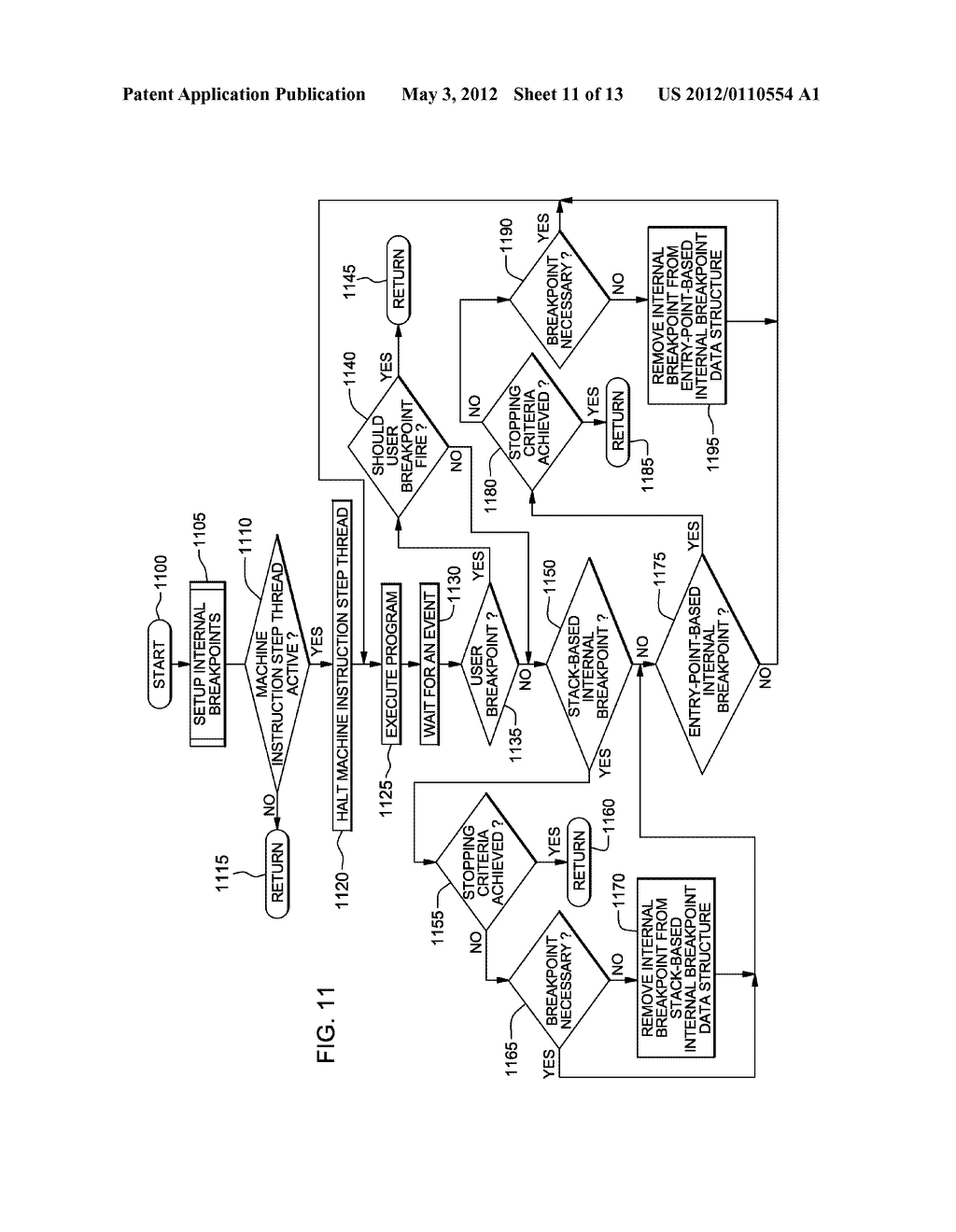 STEP-TYPE OPERATION PROCESSING DURING DEBUGGING BY MACHINE INSTRUCTION     STEPPING CONCURRENT WITH SETTING BREAKPOINTS - diagram, schematic, and image 12