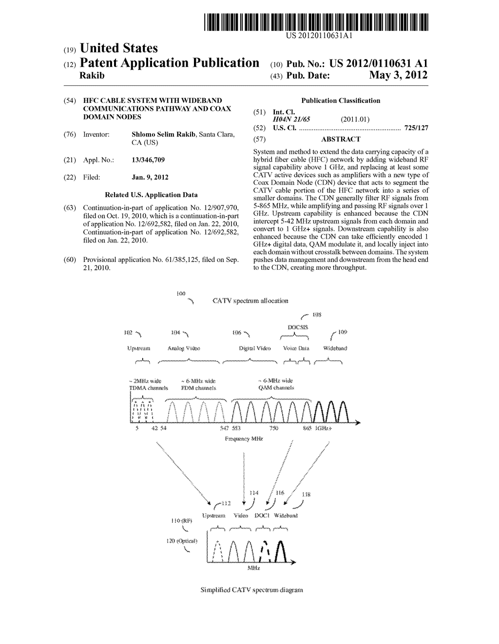 HFC CABLE SYSTEM WITH WIDEBAND COMMUNICATIONS PATHWAY AND COAX DOMAIN     NODES - diagram, schematic, and image 01