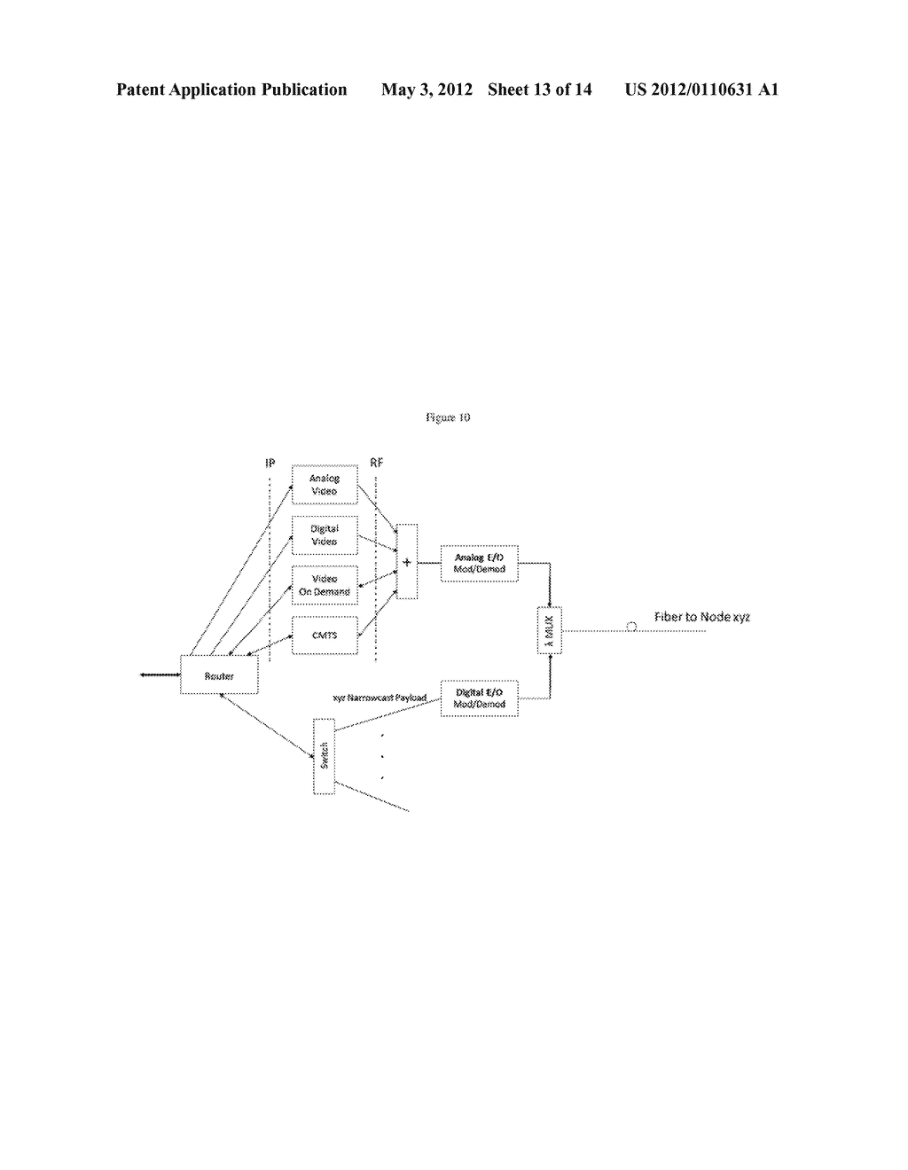 HFC CABLE SYSTEM WITH WIDEBAND COMMUNICATIONS PATHWAY AND COAX DOMAIN     NODES - diagram, schematic, and image 14