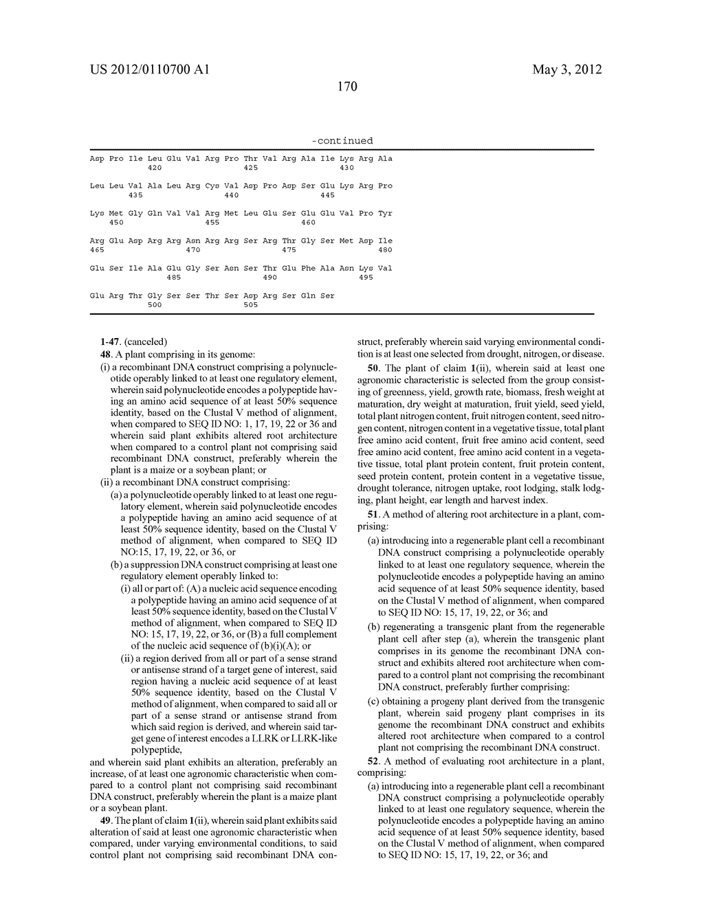 PLANTS WITH ALTERED ROOT ARCHITECTURE, RELATED CONSTRUCTS AND METHODS     INVOLVING GENES ENCODING LEUCINE RICH REPEAT KINASE (LLRK) POLYPEPTIDES     AND HOMOLOGS THEREOF - diagram, schematic, and image 192