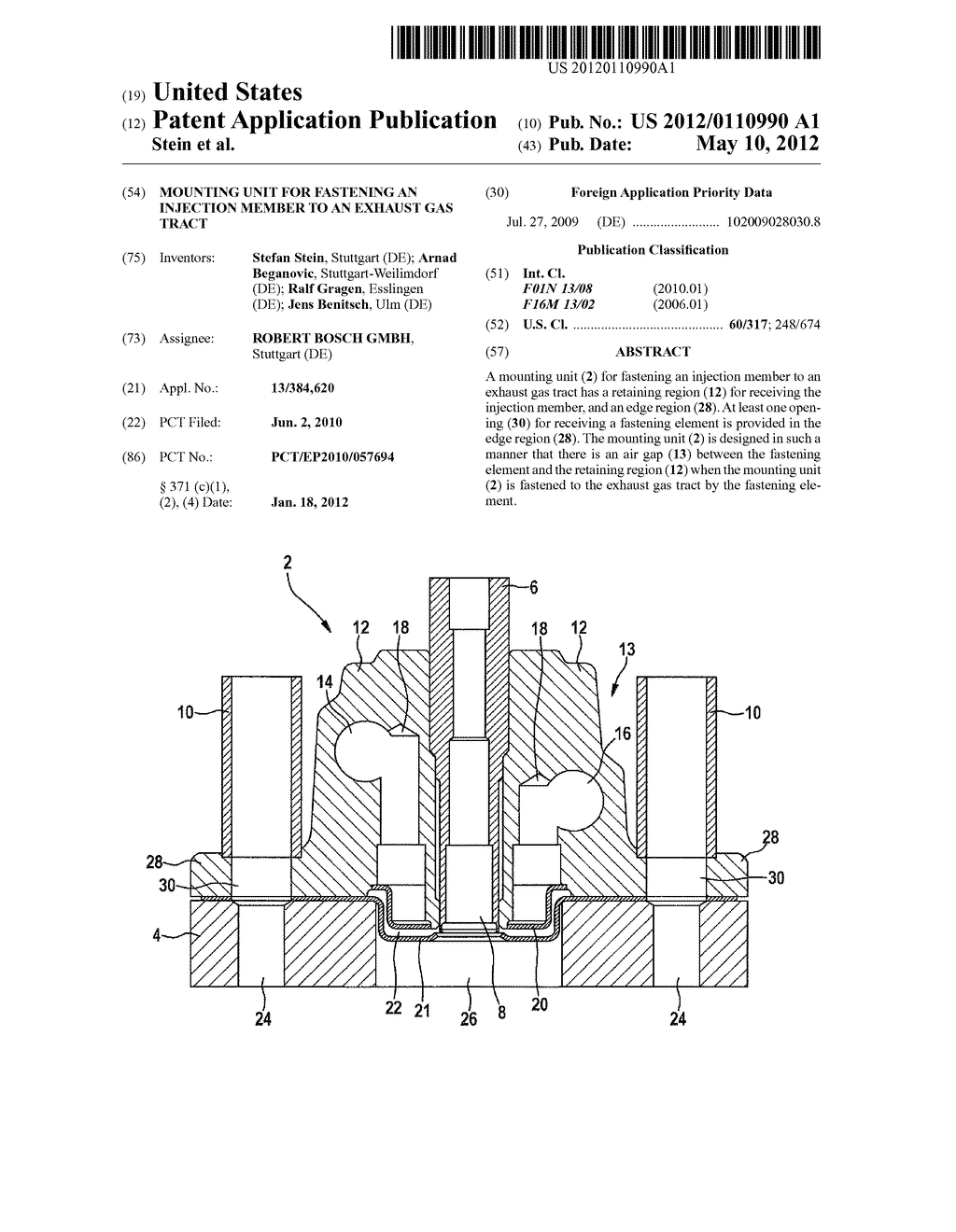 MOUNTING UNIT FOR FASTENING AN INJECTION MEMBER TO AN EXHAUST GAS TRACT - diagram, schematic, and image 01