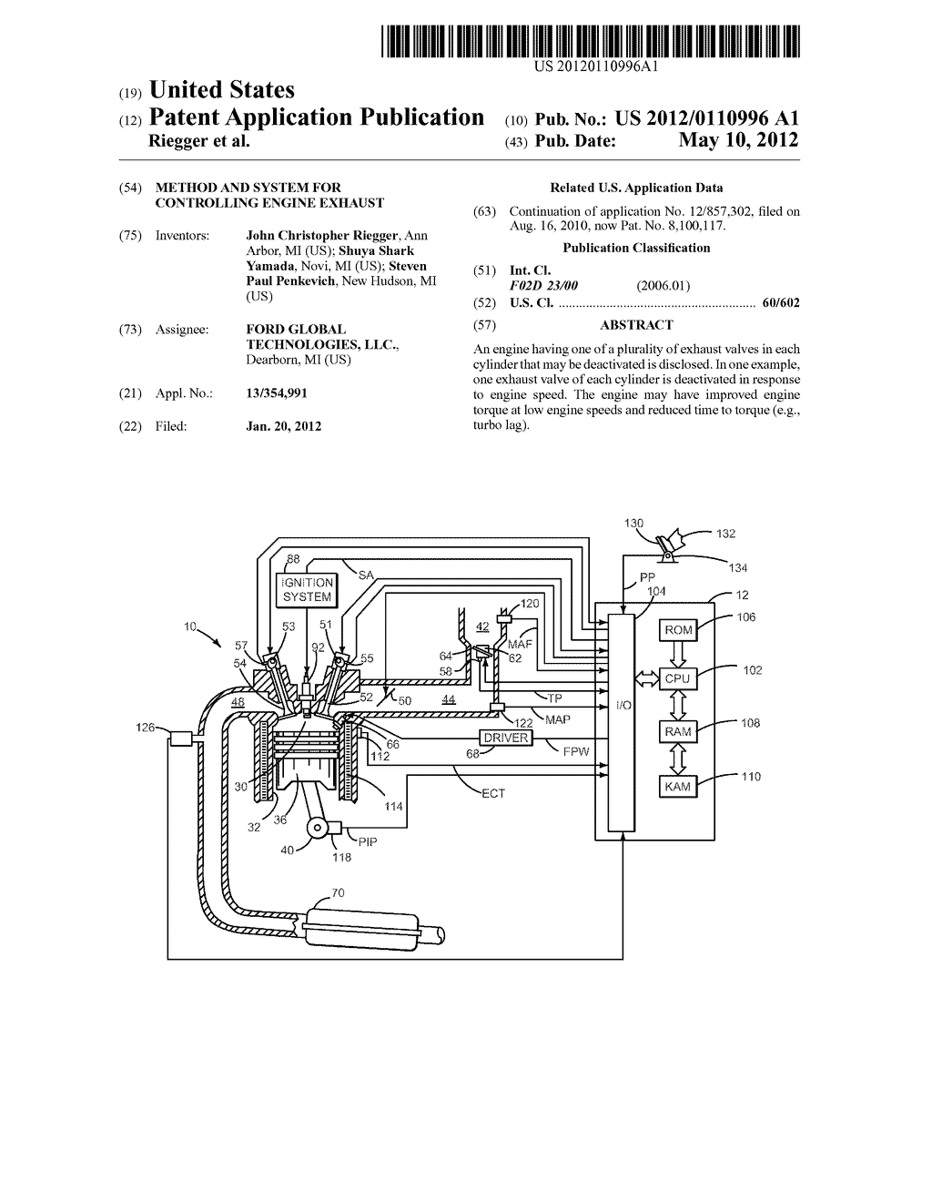 METHOD AND SYSTEM FOR CONTROLLING ENGINE EXHAUST - diagram, schematic, and image 01