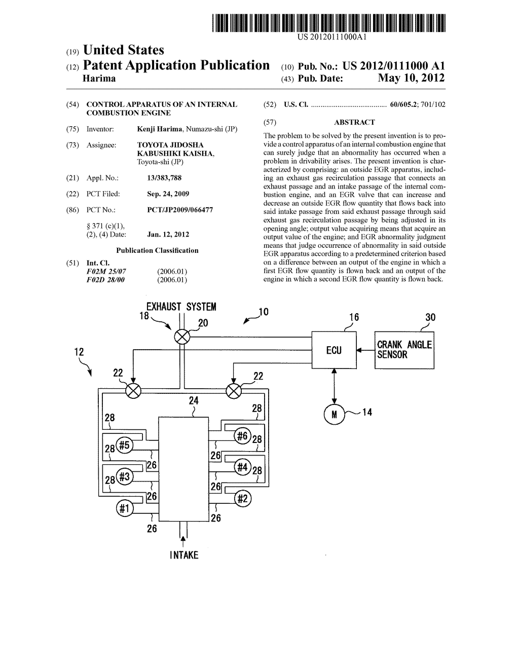 CONTROL APPARATUS OF AN INTERNAL COMBUSTION ENGINE - diagram, schematic, and image 01