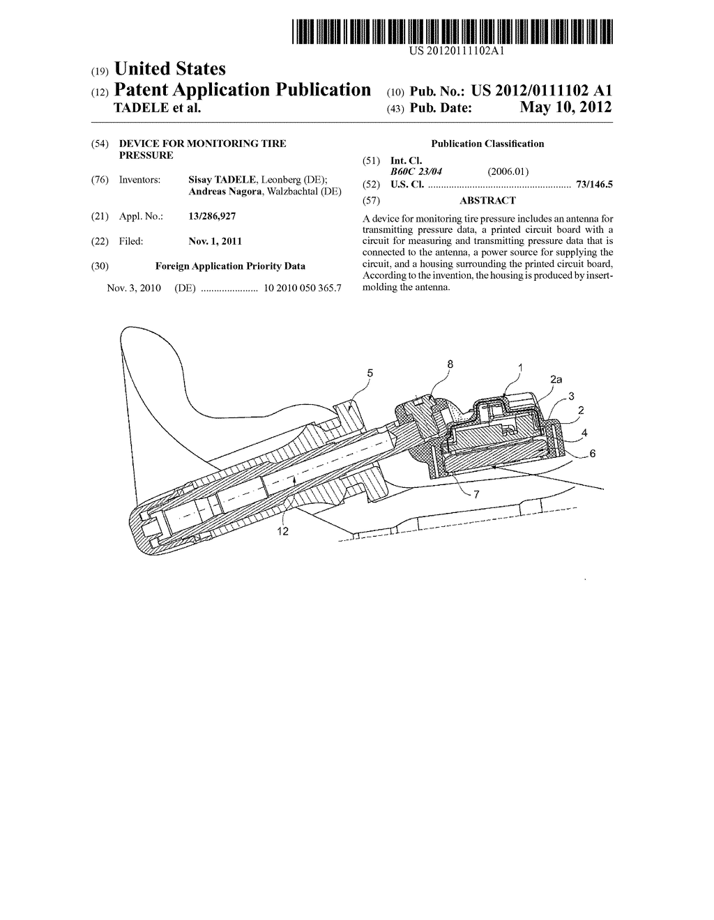 Device for Monitoring Tire Pressure - diagram, schematic, and image 01