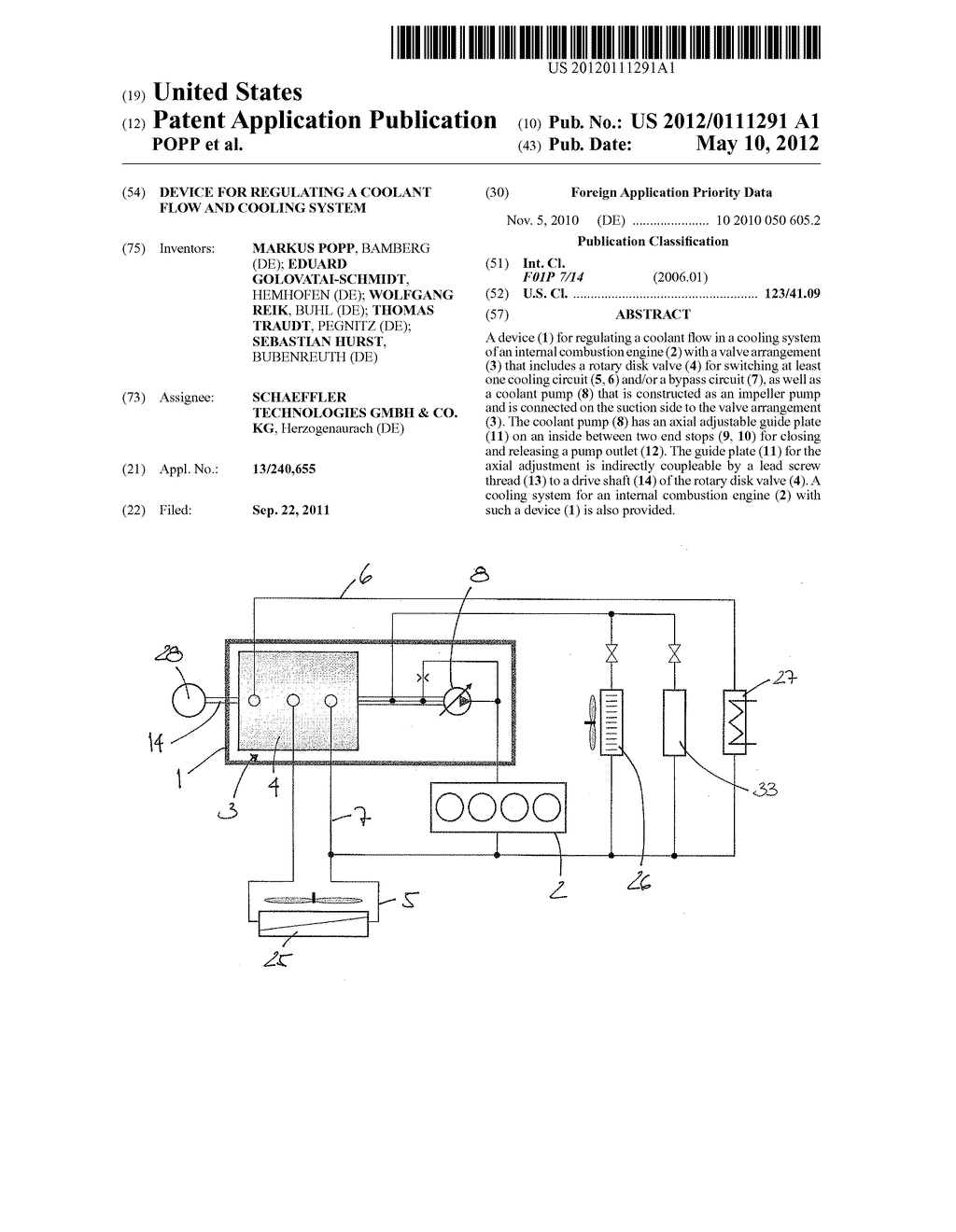 DEVICE FOR REGULATING A COOLANT FLOW AND COOLING SYSTEM - diagram, schematic, and image 01