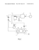 METHOD AND INSTALLATION FOR CLEANING A SPRAYING CIRCUIT, IN PARTICULAR OF     PAINT, AND FOR TREATING THE CHEMICAL EFFLUENTS GENERATED diagram and image