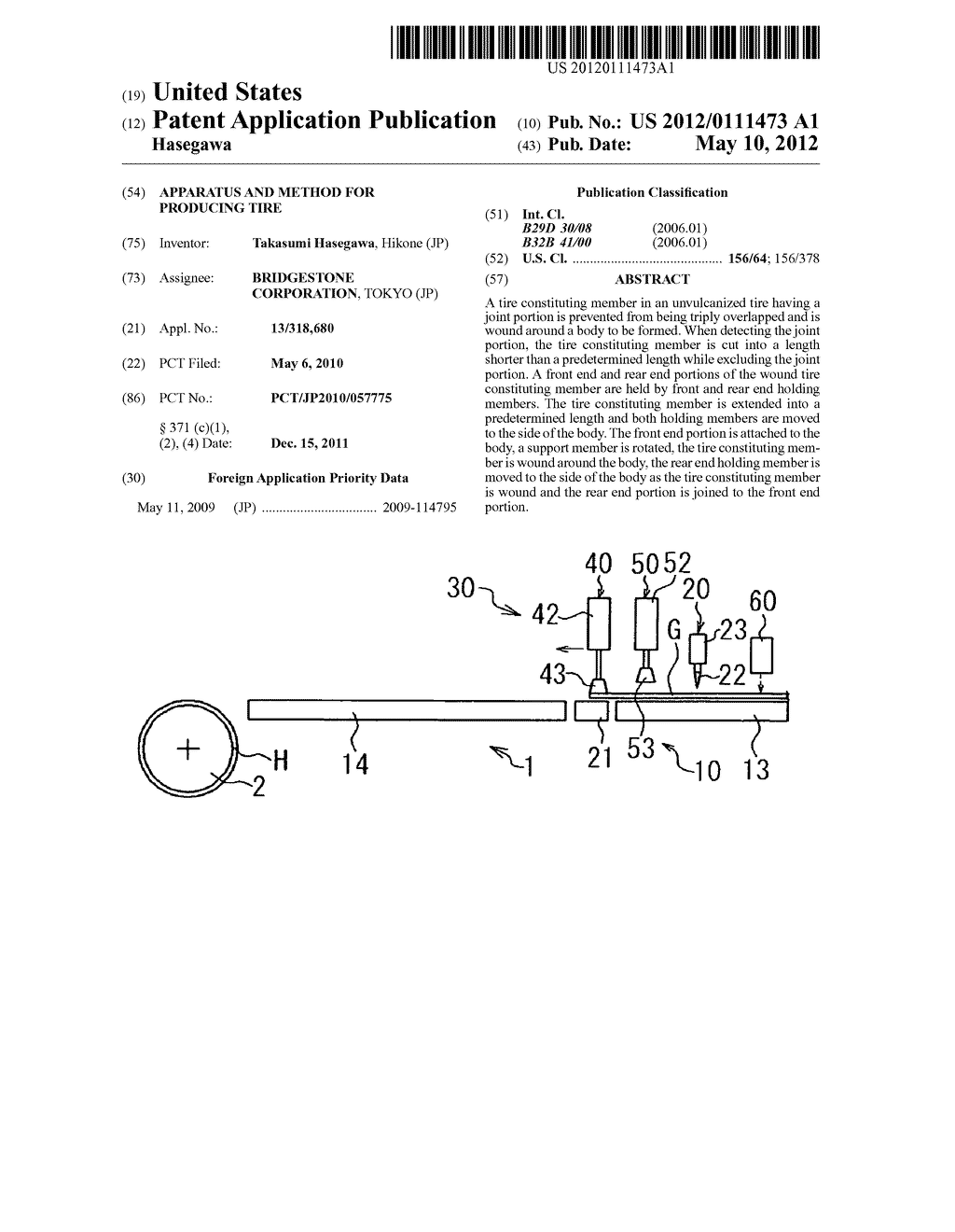 APPARATUS AND METHOD FOR PRODUCING TIRE - diagram, schematic, and image 01