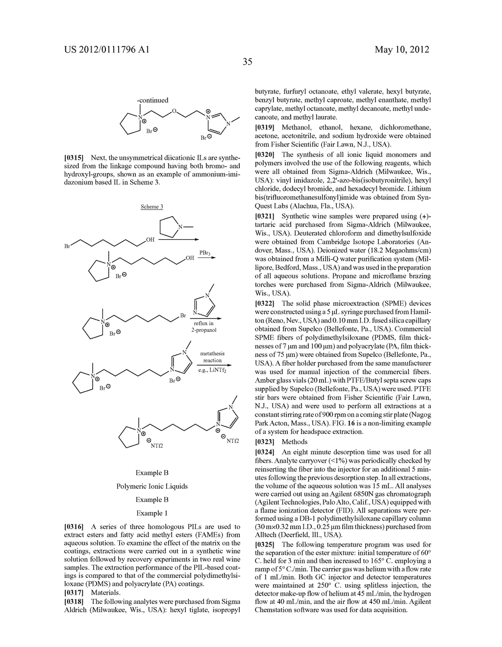 Boron Selective Ionic Liquids and Polymeric Ionic Liquids, Methods of     Making and Methods of Use Thereof - diagram, schematic, and image 82