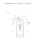 BUTTON-SLIDING-TYPE OPENING/CLOSING DEVICE FOR A COSMETIC CONTAINER diagram and image