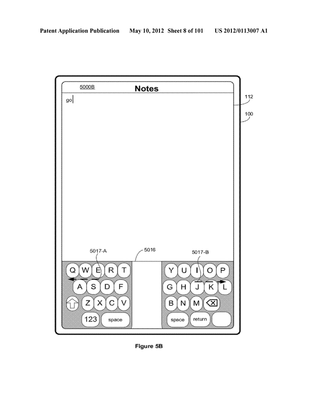 Device, Method, and Graphical User Interface for Manipulating Soft     Keyboards - diagram, schematic, and image 09