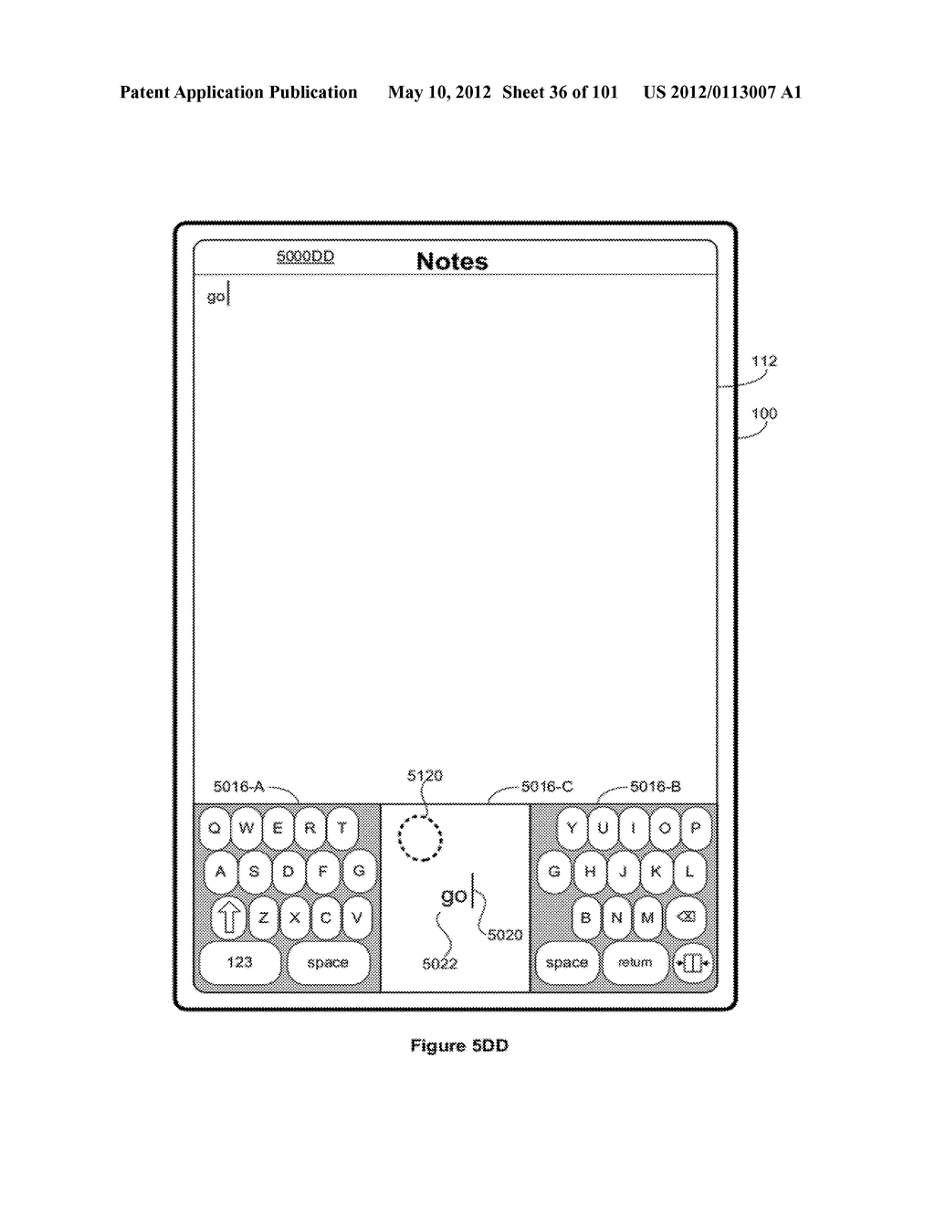 Device, Method, and Graphical User Interface for Manipulating Soft     Keyboards - diagram, schematic, and image 37