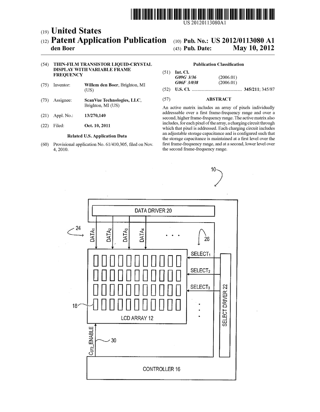 Thin-Film Transistor Liquid-Crystal Display with Variable Frame Frequency - diagram, schematic, and image 01
