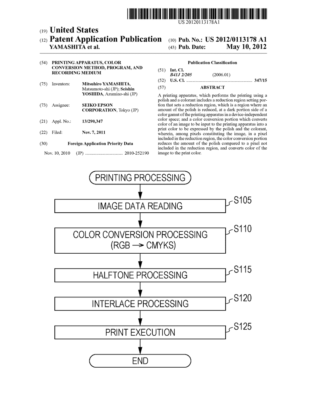 PRINTING APPARATUS, COLOR CONVERSION METHOD, PROGRAM, AND RECORDING MEDIUM - diagram, schematic, and image 01