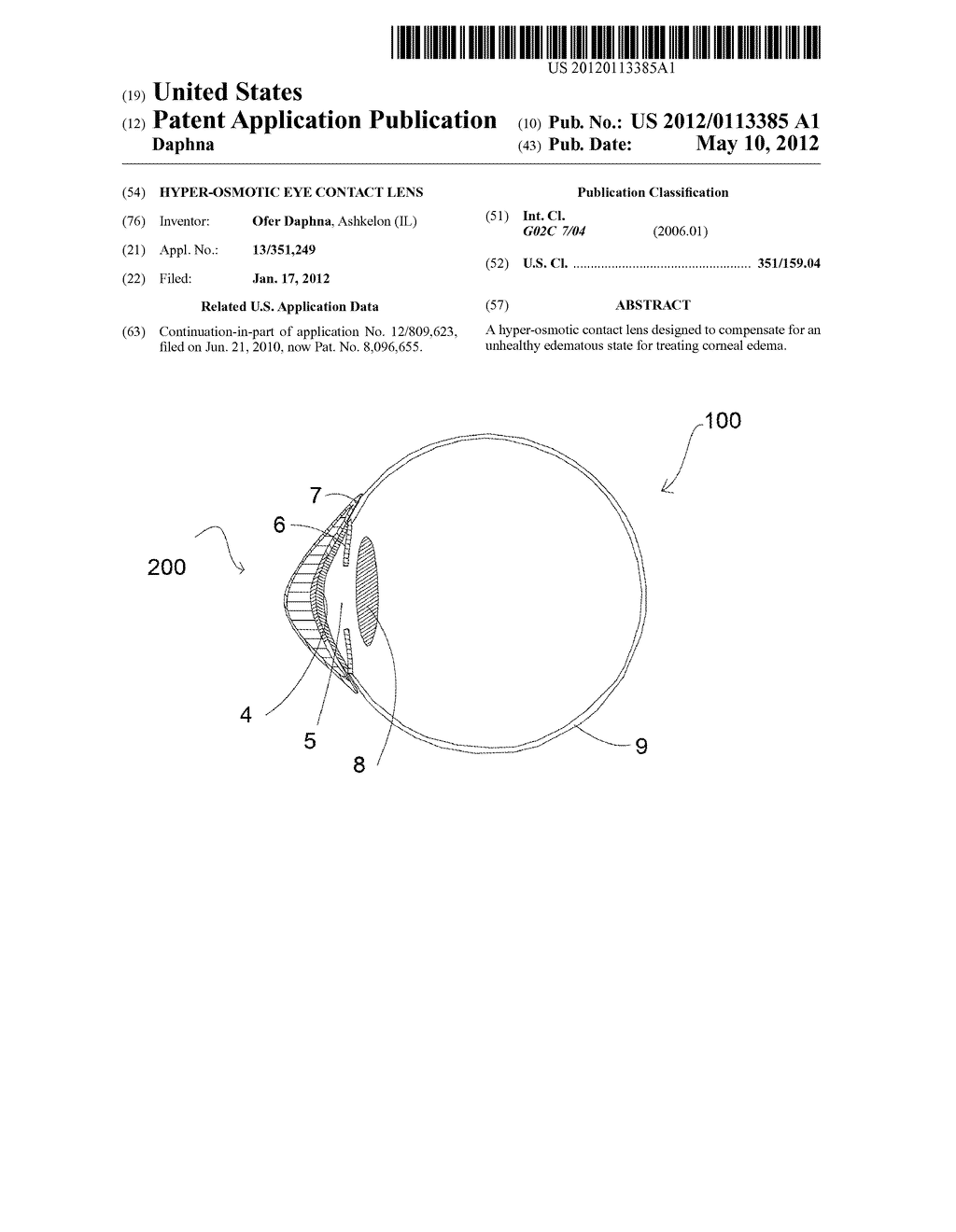 HYPER-OSMOTIC EYE CONTACT LENS - diagram, schematic, and image 01