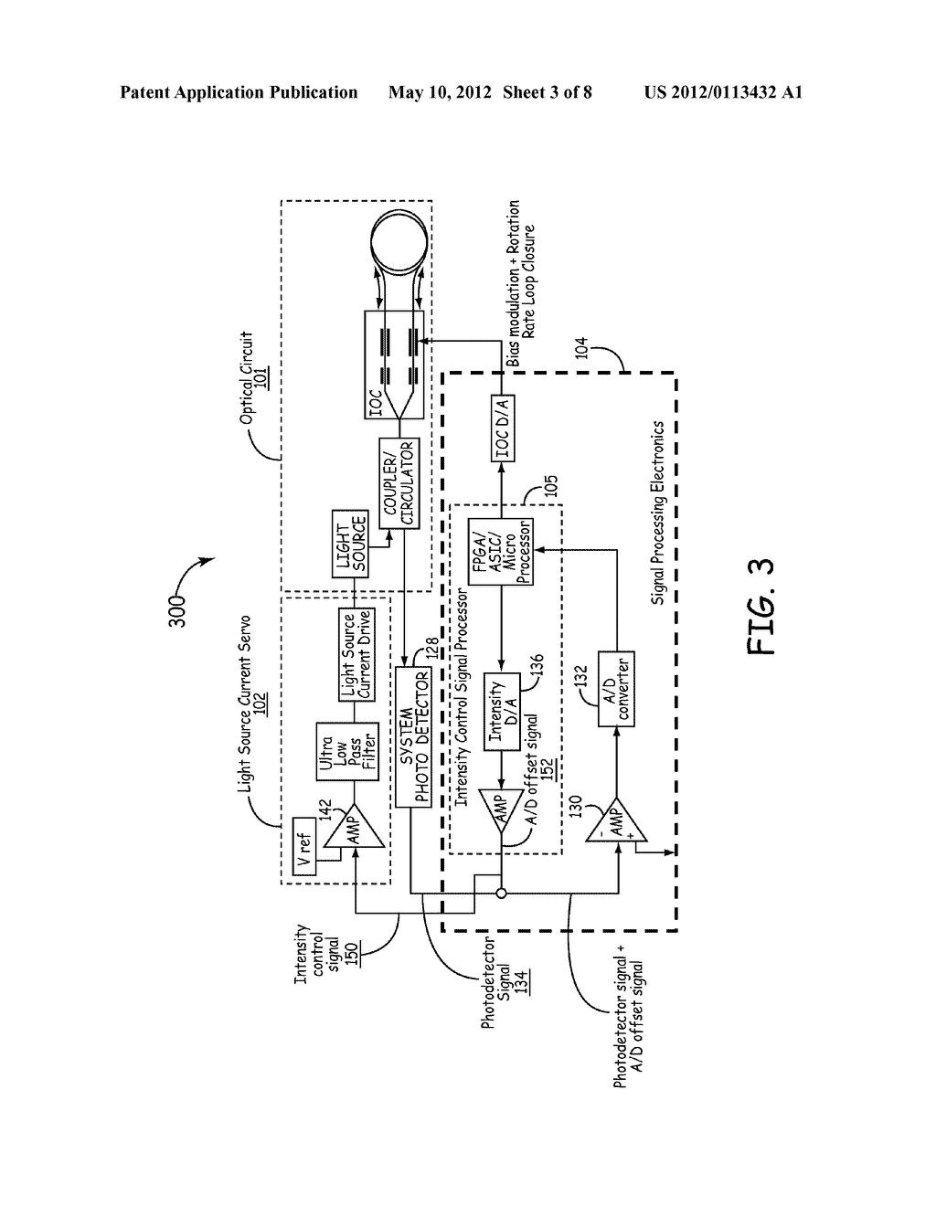 CONSTANT OPTICAL POWER SENSOR USING A LIGHT SOURCE CURRENT SERVO COMBINED     WITH DIGITAL DEMODULATION INTENSITY SUPPRESSION FOR RADIATION AND     VIBRATION INSENSITIVITY IN A FIBER OPTIC GYROSCOPE - diagram, schematic, and image 04