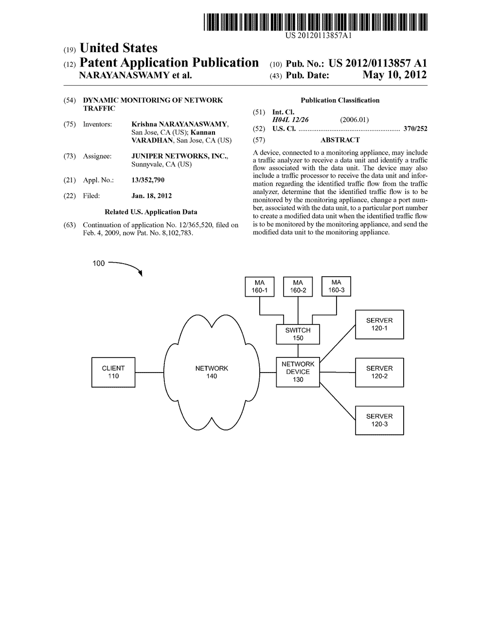 DYNAMIC MONITORING OF NETWORK TRAFFIC - diagram, schematic, and image 01