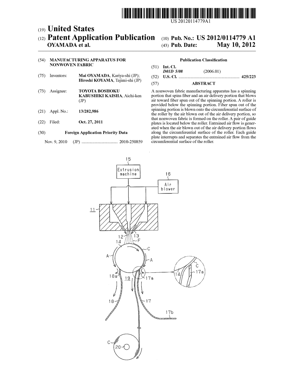 MANUFACTURING APPARATUS FOR NONWOVEN FABRIC - diagram, schematic, and image 01