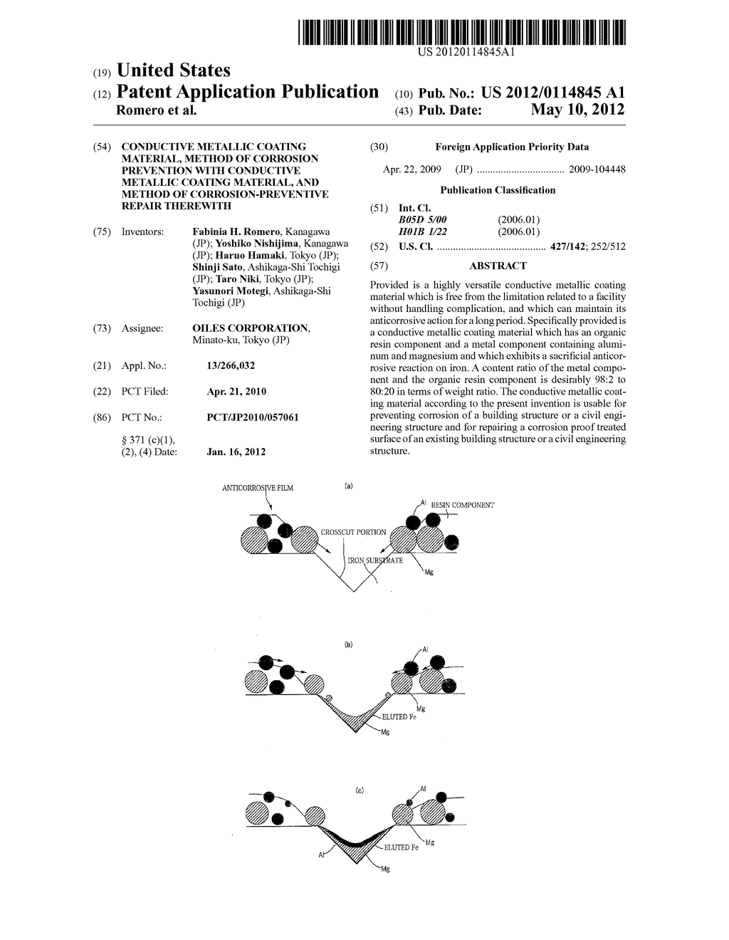 CONDUCTIVE METALLIC COATING MATERIAL, METHOD OF CORROSION PREVENTION WITH     CONDUCTIVE METALLIC COATING MATERIAL, AND METHOD OF CORROSION-PREVENTIVE     REPAIR THEREWITH - diagram, schematic, and image 01