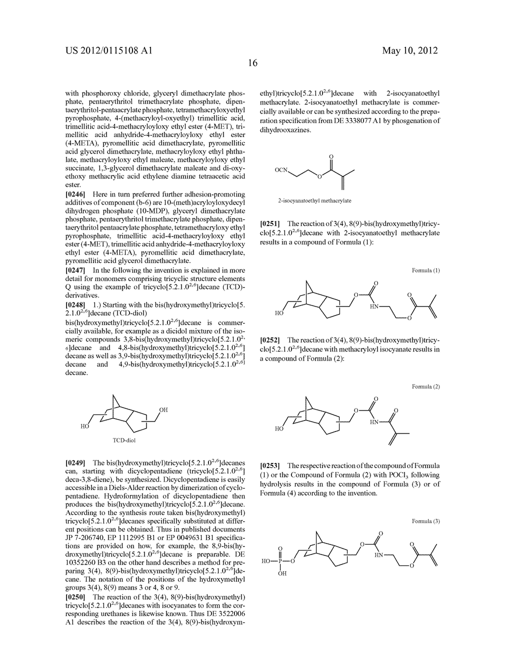 POLYMERIZABLE PHOSPHORIC ACID DERIVATIVES COMPRISING A POLYALICYLIC     STRUCTURE ELEMENT - diagram, schematic, and image 17