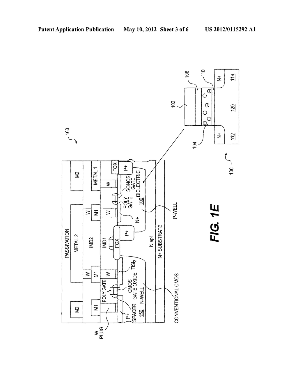 METHOD FOR INTEGRATING SONOS NON-VOLATILE MEMORY INTO A STANDARD CMOS     FOUNDRY PROCESS FLOW - diagram, schematic, and image 04