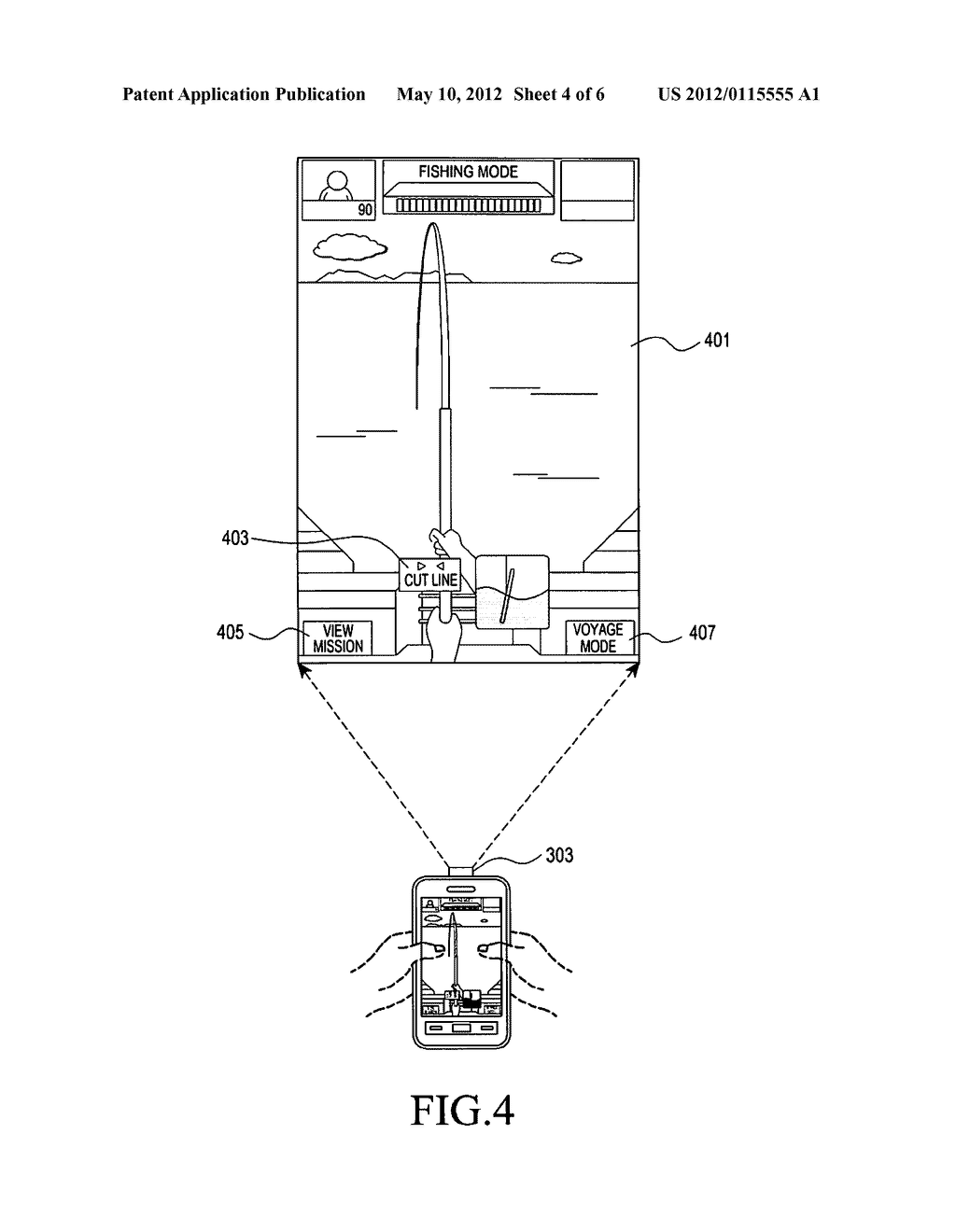 APPARATUS AND METHOD FOR PROVIDING A FISHING GAME USING A MOBILE PROJECTOR - diagram, schematic, and image 05