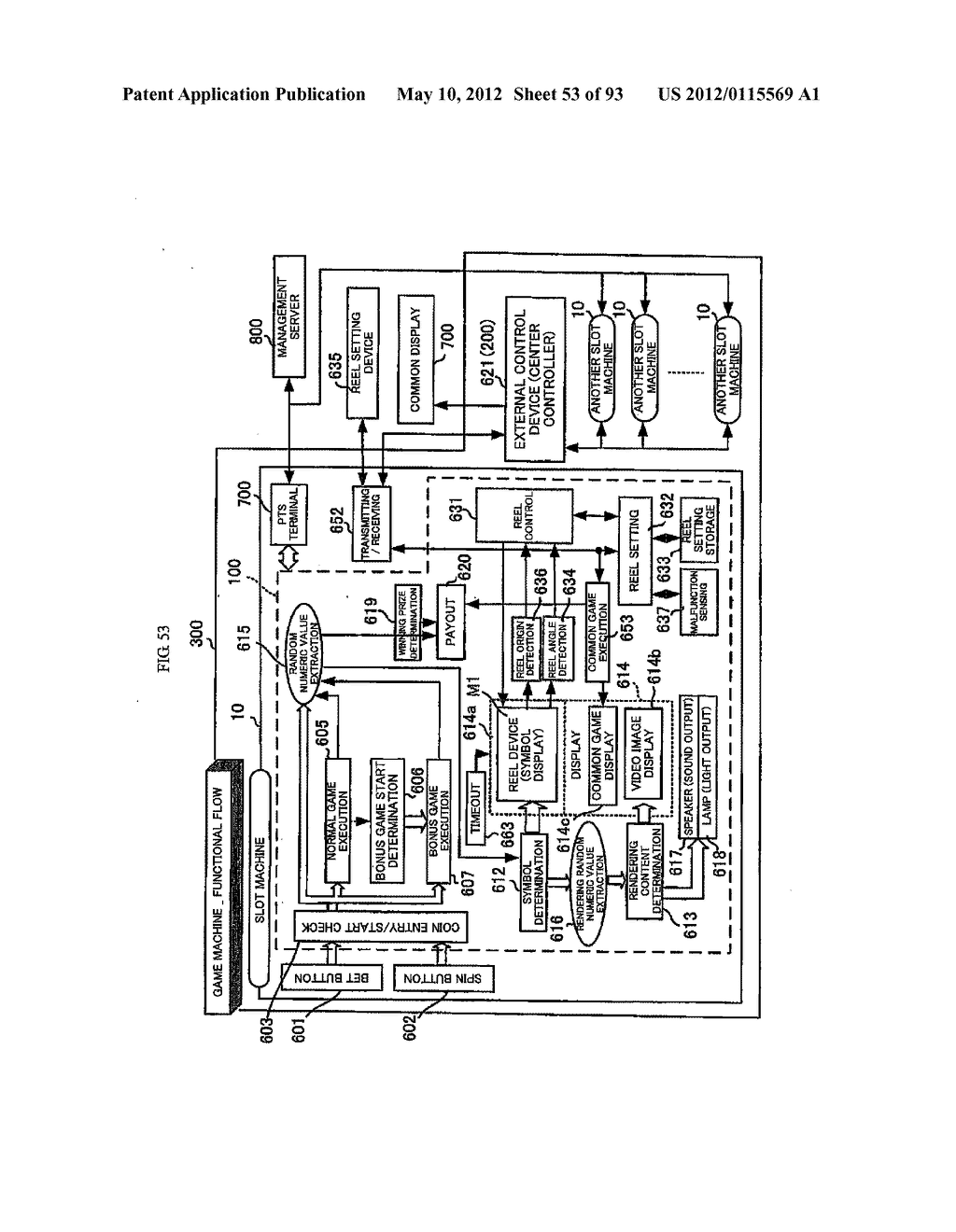 GAMING MACHINE CAPABLE OF BROADCASTING A STATUS OF A GAME BY A REEL ACTION - diagram, schematic, and image 54