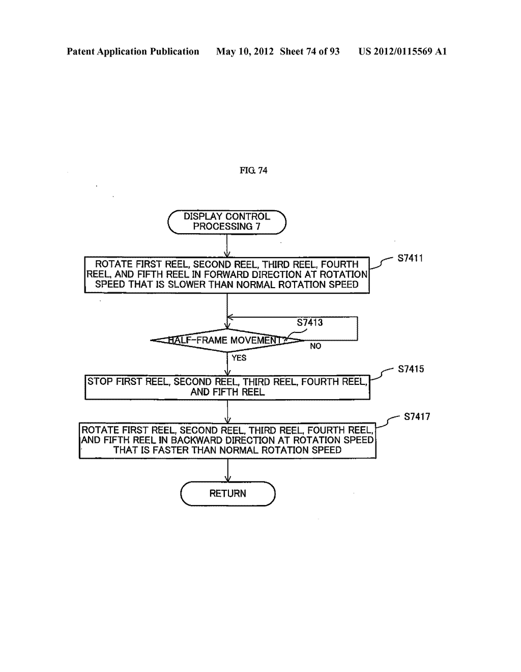 GAMING MACHINE CAPABLE OF BROADCASTING A STATUS OF A GAME BY A REEL ACTION - diagram, schematic, and image 75