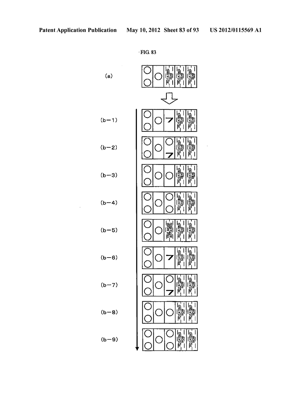 GAMING MACHINE CAPABLE OF BROADCASTING A STATUS OF A GAME BY A REEL ACTION - diagram, schematic, and image 84