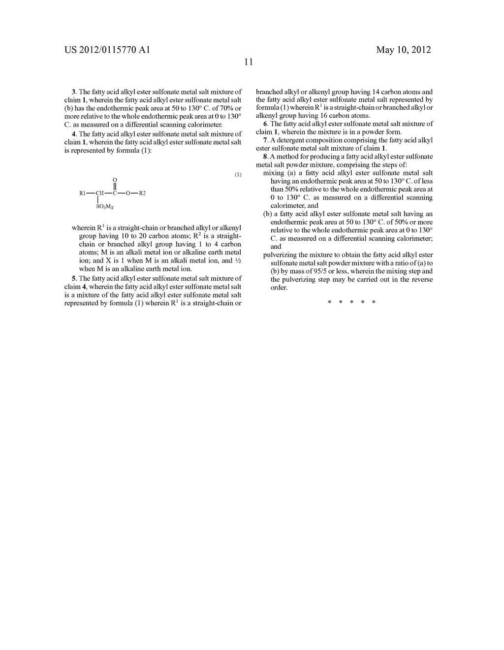 FATTY ACID ALKYL ESTER SULFONATE METAL SALT POWDER MIXTURE AND METHOD FOR     PRODUCING THE SAME - diagram, schematic, and image 25