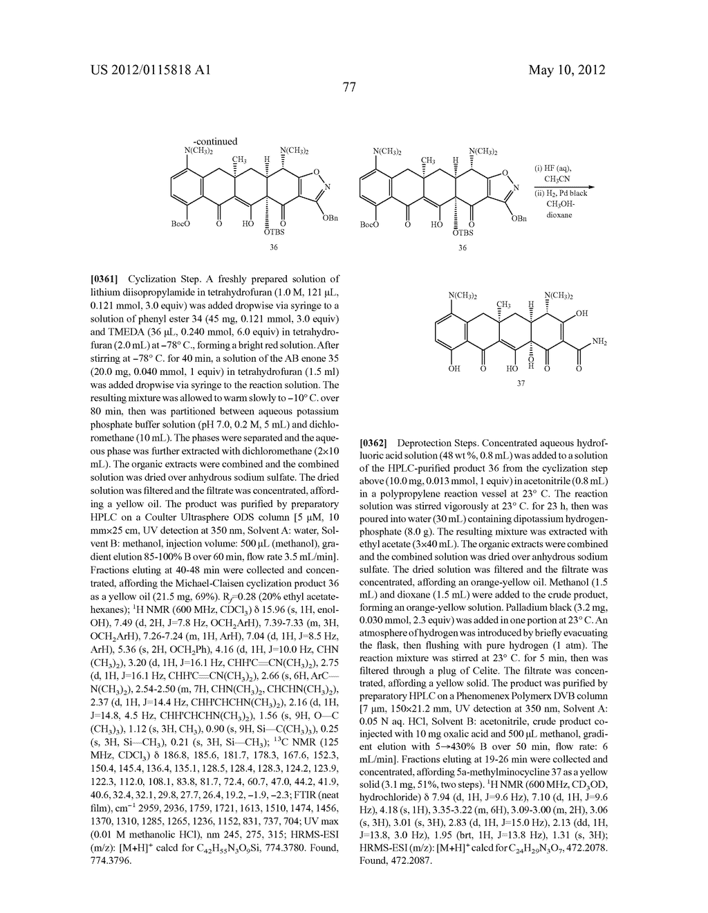 SYNTHESIS OF TETRACYCLINES AND INTERMEDIATES THERETO - diagram, schematic, and image 118