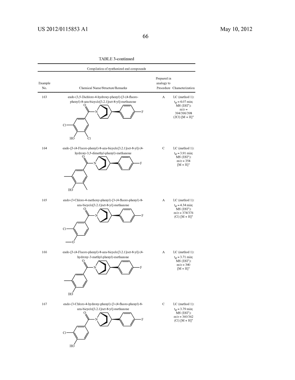 Aryl- and Heteroarylcarbonyl derivatives of substituted nortropanes,     medicaments containing such compounds and their use - diagram, schematic, and image 67
