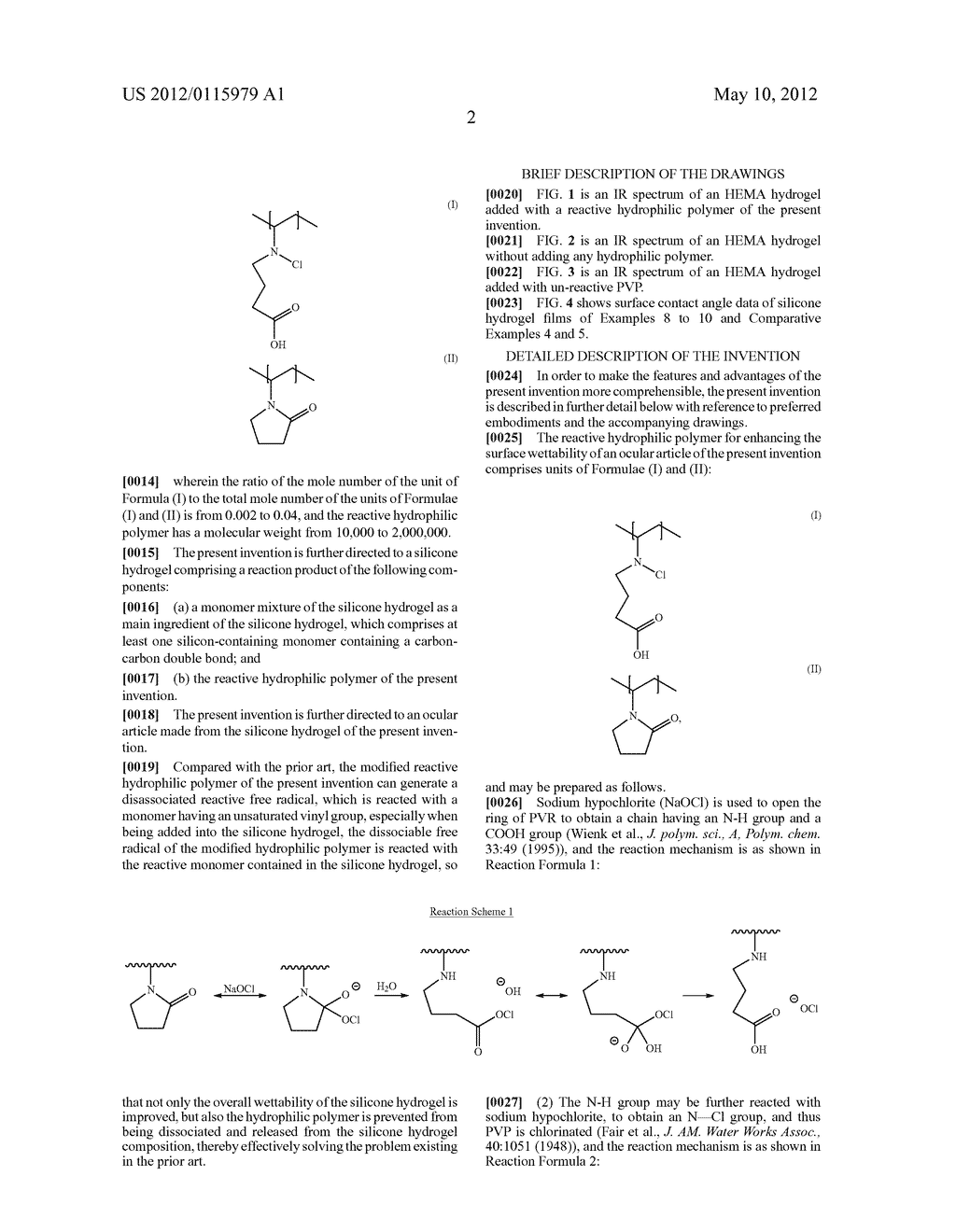 CHLORINATED POLYMER ENHANCING WETTABILITY OF SILICONE HYDROGEL, SILICONE     HYDROGEL COMPRISING THE SAME AND OCULAR ARTICLE MADE THEREFROM - diagram, schematic, and image 07