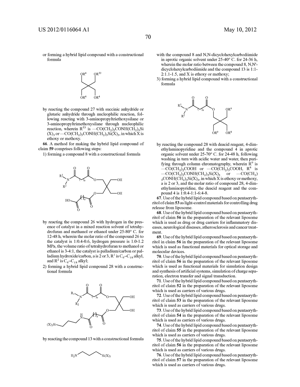 HYBRID LIPID COMPOUNDS BASED ON PENTAERYTHRITOL, INTERMEDIATES,     PREPARATION METHODS AND USE THEREOF - diagram, schematic, and image 78