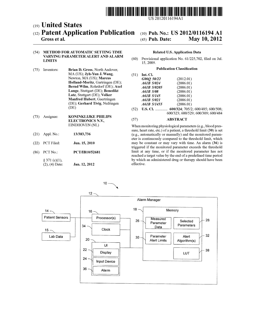 METHOD FOR AUTOMATIC SETTING TIME VARYING PARAMETER ALERT AND ALARM LIMITS - diagram, schematic, and image 01