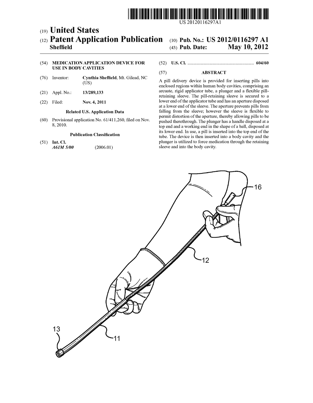 Medication Application Device for Use in Body Cavities - diagram, schematic, and image 01