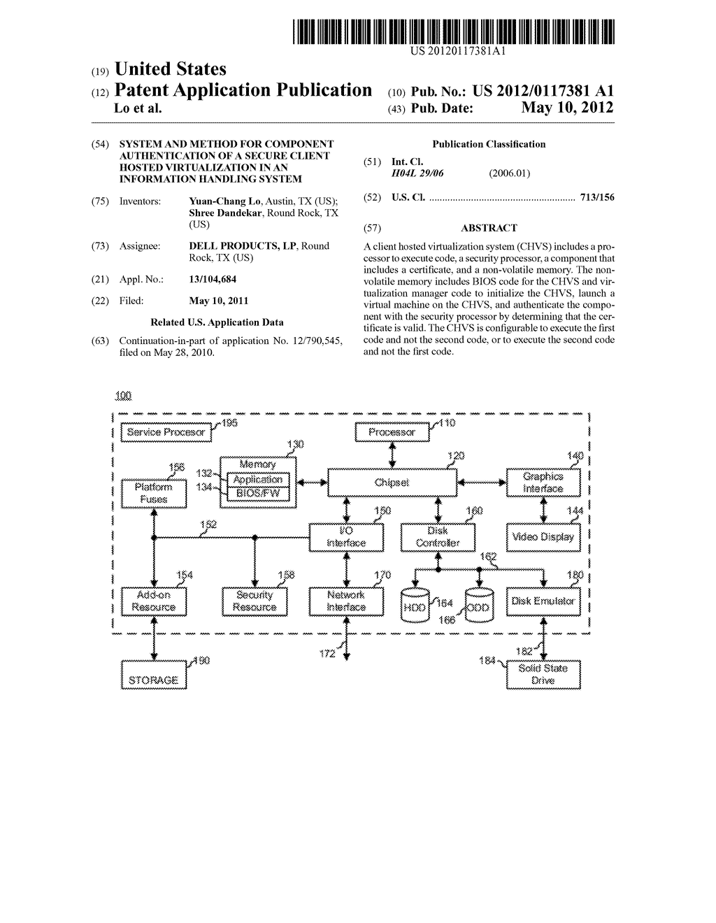 System and Method for Component Authentication of a Secure Client Hosted     Virtualization in an Information Handling System - diagram, schematic, and image 01