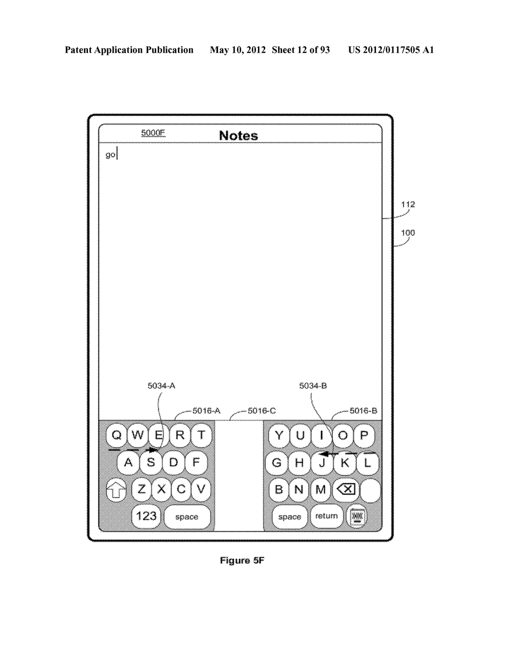 Device, Method, and Graphical User Interface for Manipulating Soft     Keyboards - diagram, schematic, and image 13
