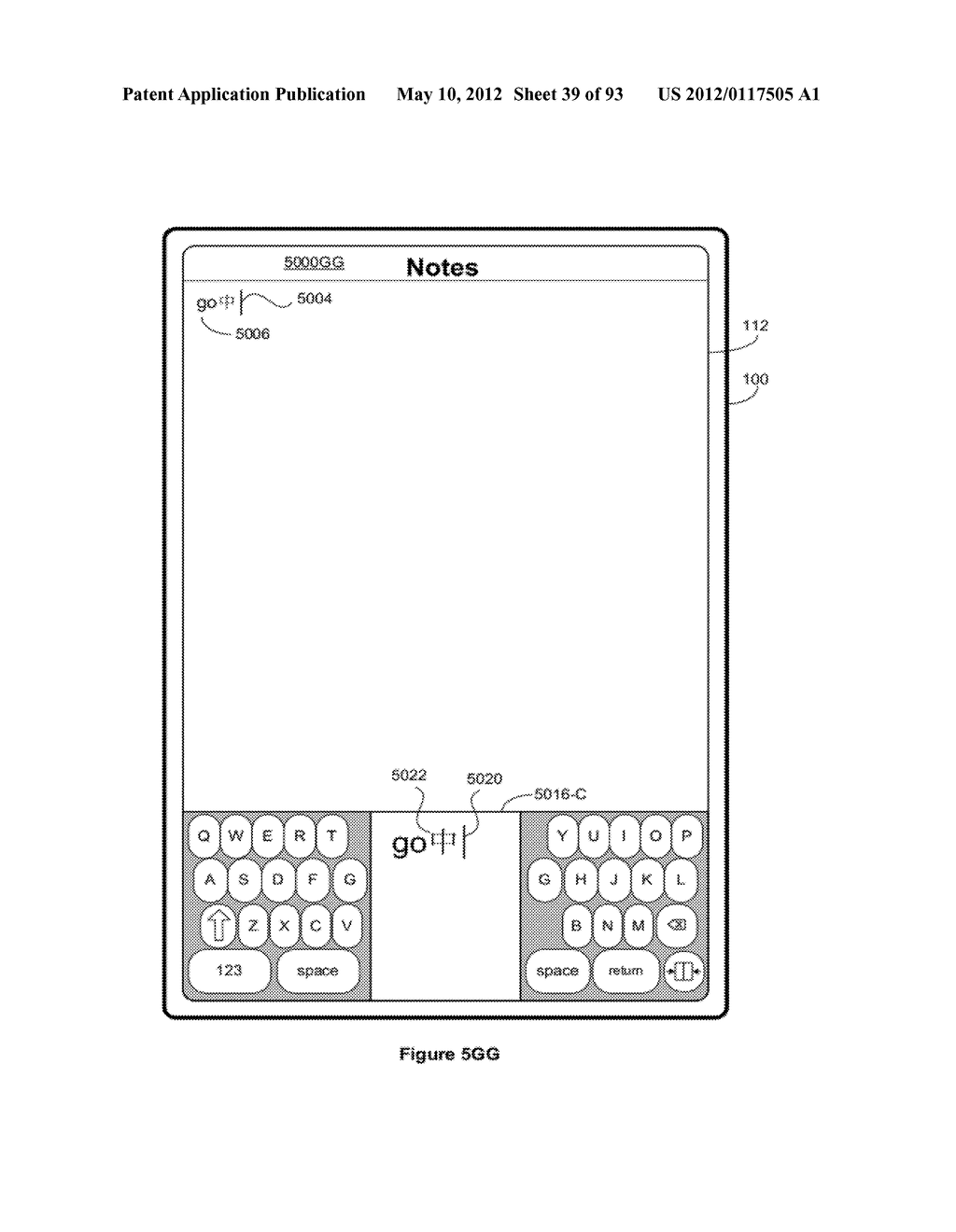 Device, Method, and Graphical User Interface for Manipulating Soft     Keyboards - diagram, schematic, and image 40
