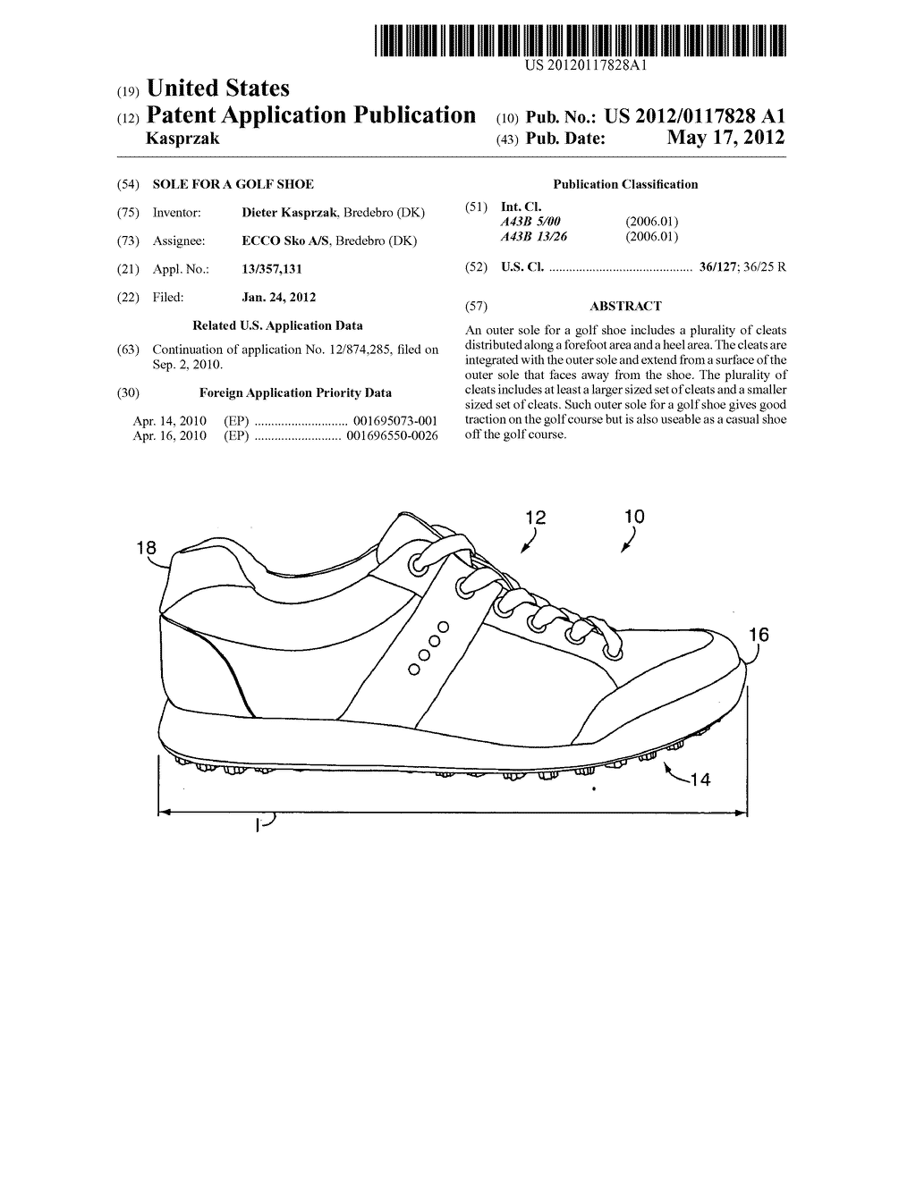 SOLE FOR A GOLF SHOE - diagram, schematic, and image 01