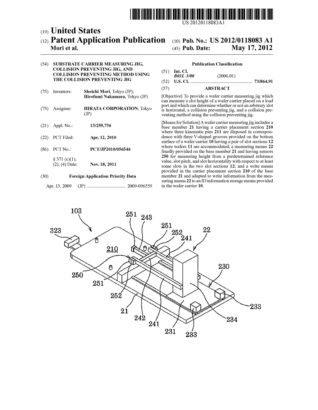 Substrate Carrier Measuring Jig, Collision Preventing Jig, and Collision     Preventing Method Using the Collision Preventing Jig - diagram, schematic, and image 01