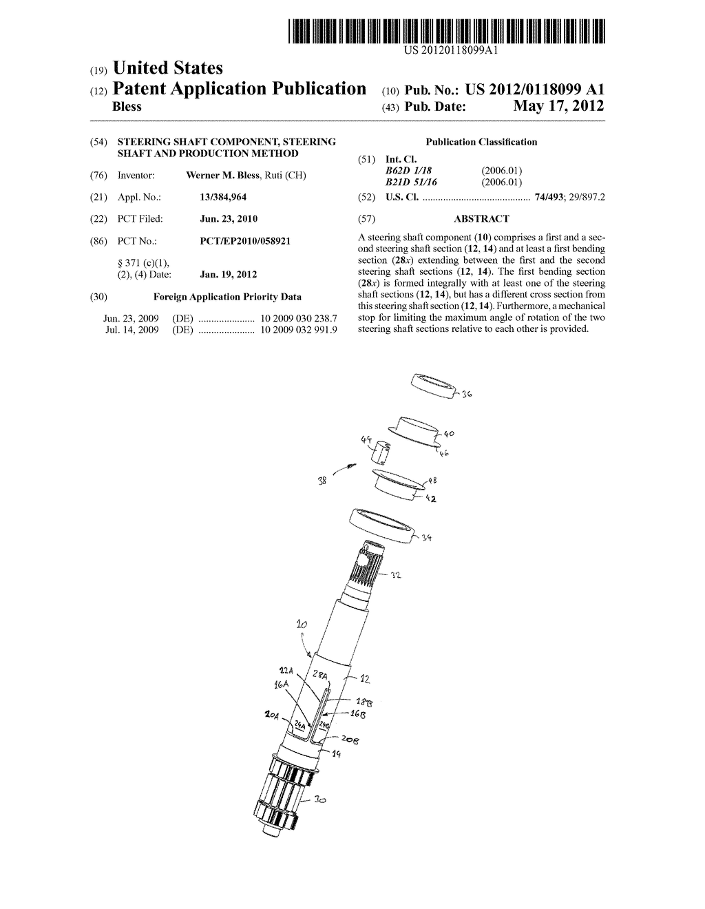 STEERING SHAFT COMPONENT, STEERING SHAFT AND PRODUCTION METHOD - diagram, schematic, and image 01