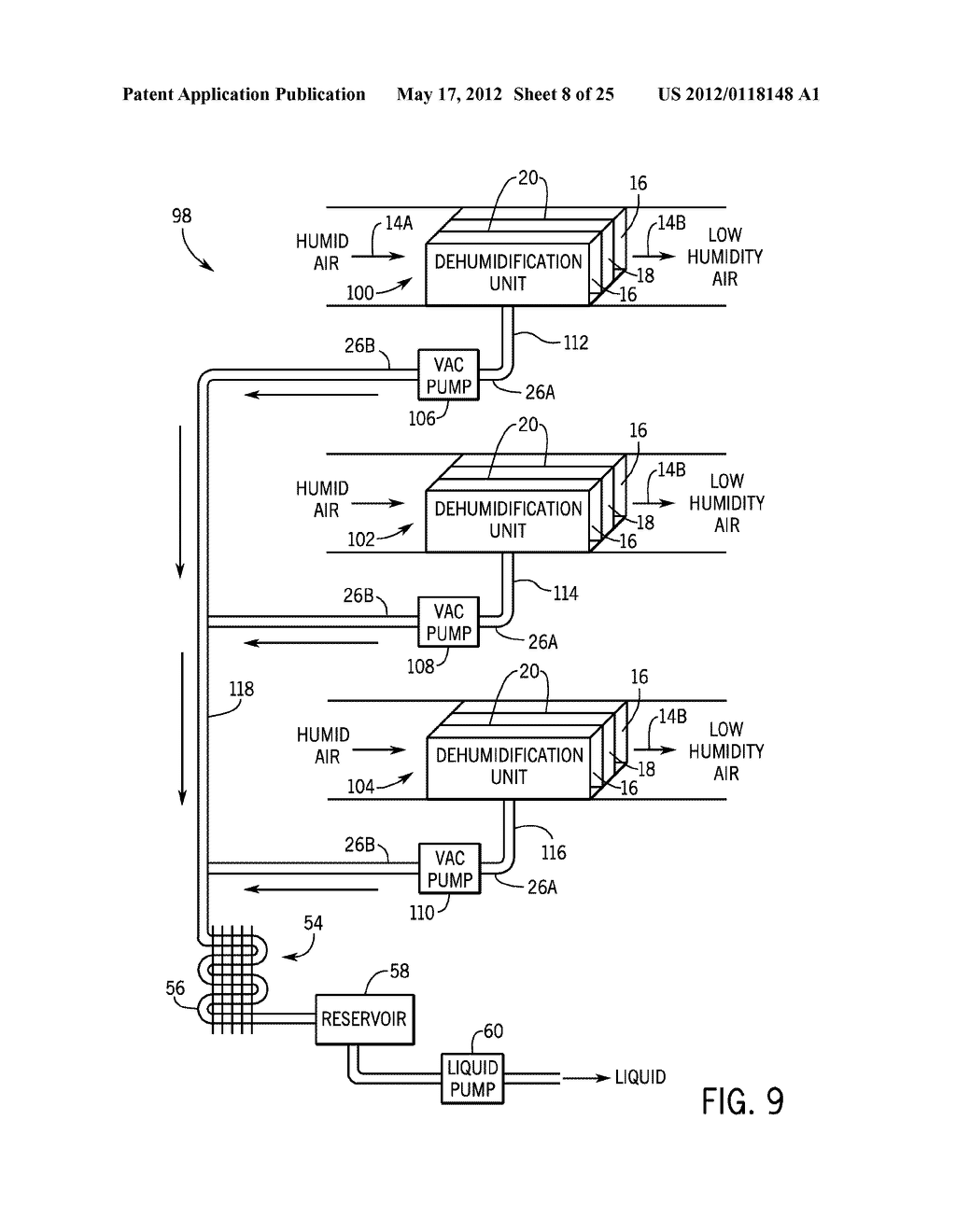SYSTEMS AND METHODS FOR AIR DEHUMIDIFICATION AND SENSIBLE COOLING USING A     MULTIPLE STAGE PUMP - diagram, schematic, and image 09