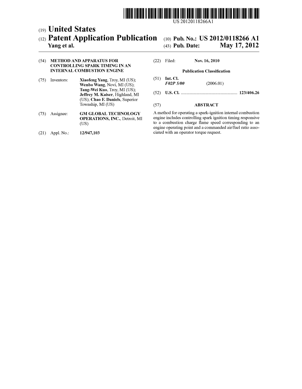 METHOD AND APPARATUS FOR CONTROLLING SPARK TIMING IN AN INTERNAL     COMBUSTION ENGINE - diagram, schematic, and image 01