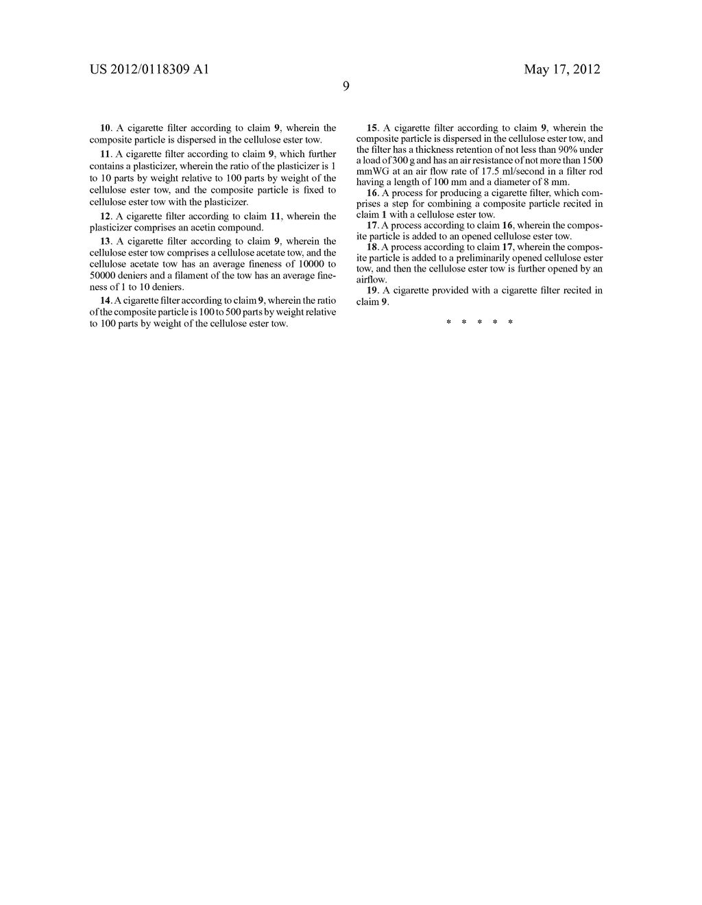 COMPOSITE PARTICLE, CIGARETTE FILTER AND PROCESS FOR PRODUCING THE SAME,     AND CIGARETTE - diagram, schematic, and image 10